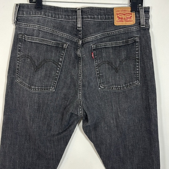 Levi’s Wedgie Skinny Black Denim Jeans Women 32 Button Fly Raw Hem Stretch - Picture 6 of 7